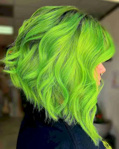 Bright Radiant Neon Green Hair Color