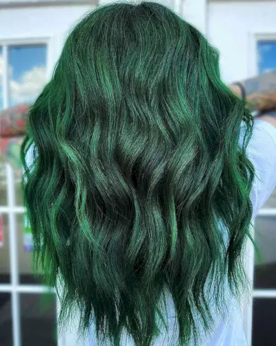 Enchanting Evergreen Hair Color for long hair
