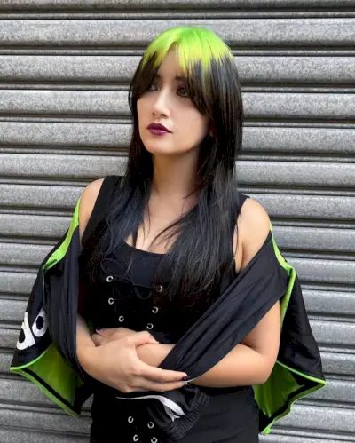 Neon green roots a la Billie Eilish