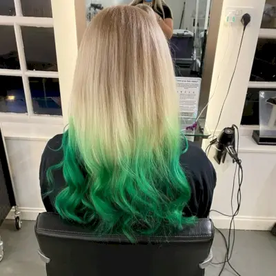 Blonde to green ombre