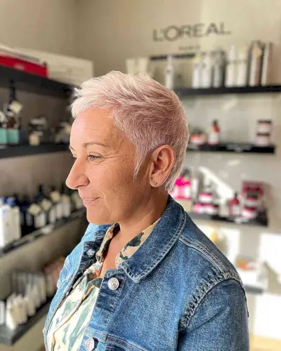 Rose gold Pixie Cut for Older Women with white or grey hair