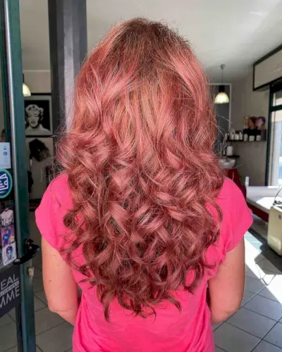 Long Hair with Dark Rose Gold Balayage