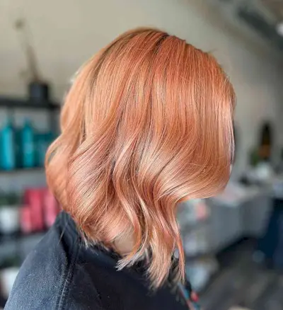 Golden Peachy Rose Color on an Angled Lob Cut