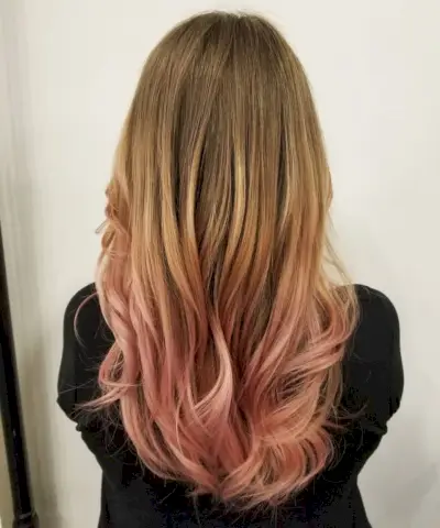 Subtle Honey Blonde to Pink Rose Gold Ombre