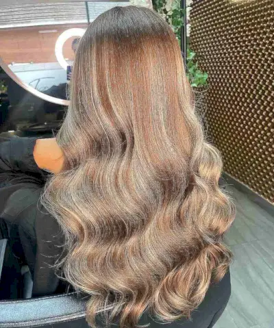 Reverse Brunette Balayage with Bleached Hair Highlights