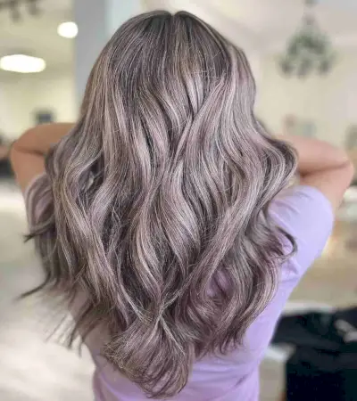 Reverse Balayage with Dusty Purple Tones