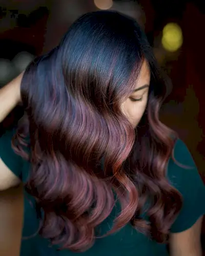 Red Balayage Tones on Brown Hair