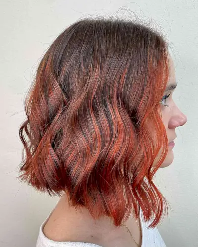 Auburn Brown to Red Ombre Balayage for Short Hair
