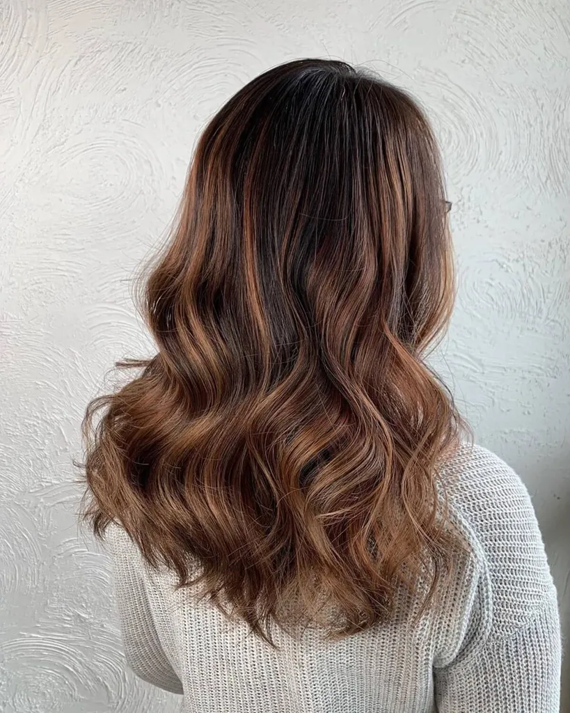 Sandy Auburn Brown Balayage' title=