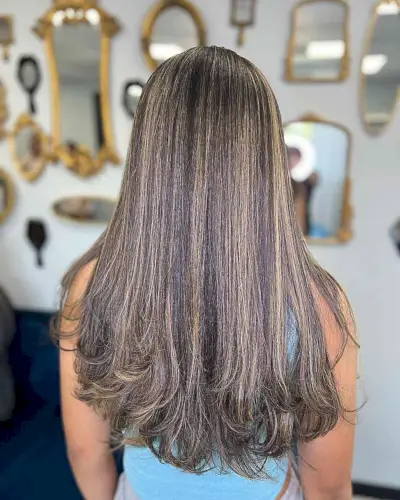 Chunky Balayage with Long Feathery Layered Hair