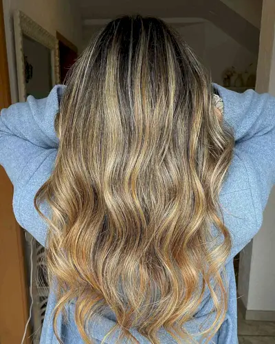 Waist-Length Rooted Honey Blonde Balayage Hair