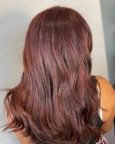 Reddish Auburn Balayage Hair with Medium Soft Layers