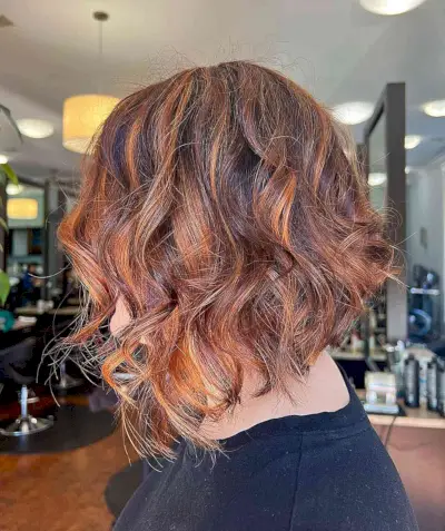 Short Auburn Bob with Balayage Highlights