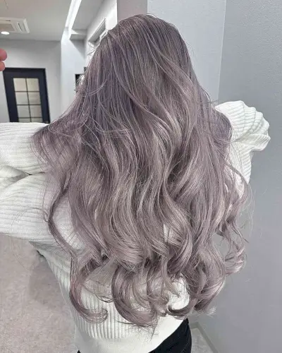 Romantic Pastel Purple with Highlights for girls with long hair