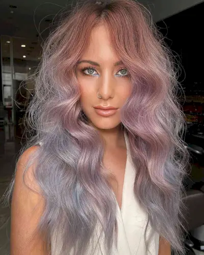 pink roots on pastel purple mermaid hair