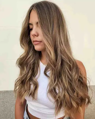 Sun-Kissed Caramel Blonde Balayage for Longer Hair