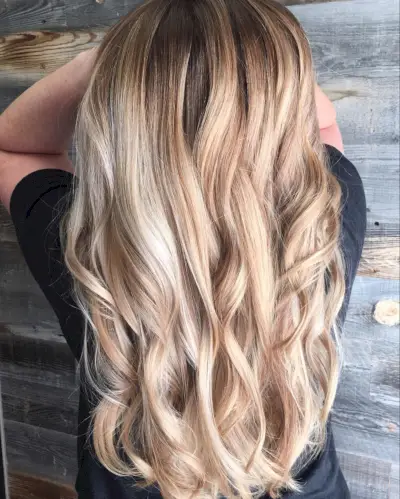 Caramel Lowlights on White Blonde Hair