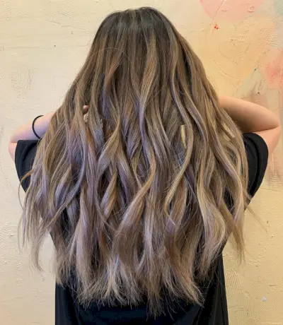 Caramel Ash Blonde on Dark Brown Hair