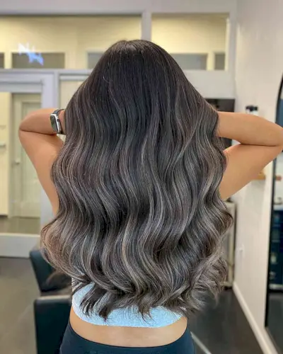 Long Tresses with Natural Dark Ash Brown Teasylights