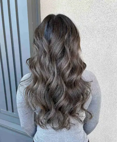 Sun-Kissed Mushroom Ash Brunette with Long Waves