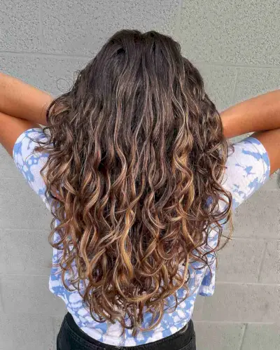 Chunky Blonde Highlights on Curly Light Brown Hair