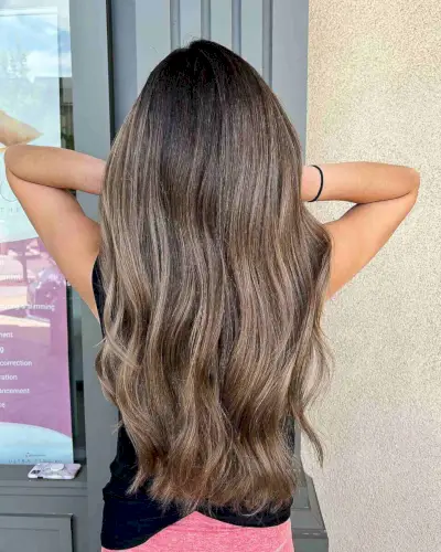 Ashy Bronde Babylights on Light Brown Long Hair