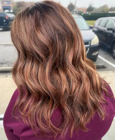 Dark Auburn with Caramel Highlights