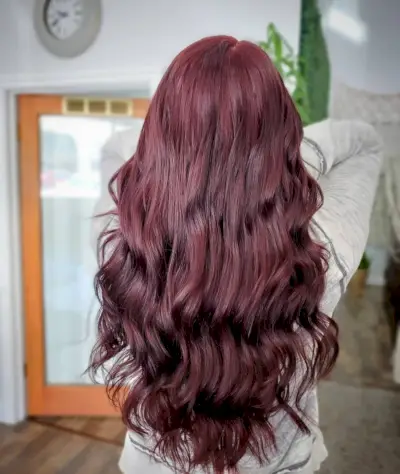 Dark purple-based burgundy auburn hair