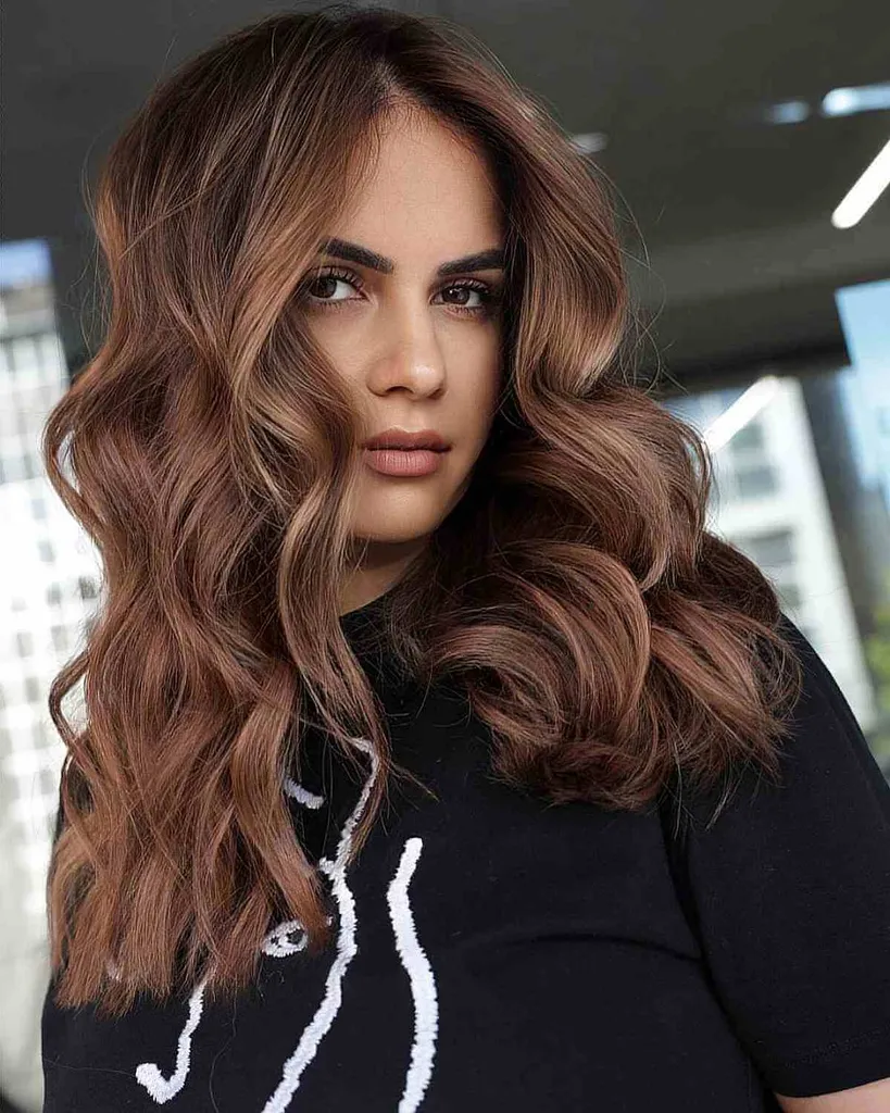 Balayage losse bruine krullen' title=
