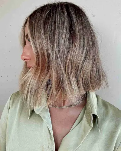 Bronze Bronde Long Blunt Bob