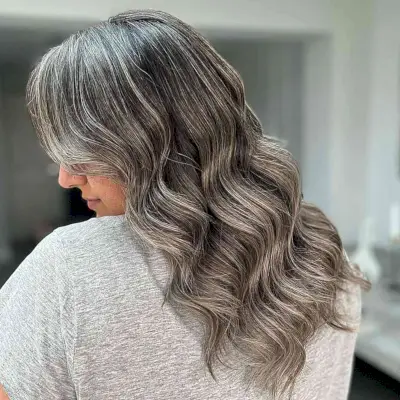 Medium Hair with Dark Ash Blonde Hue for Grey Blending