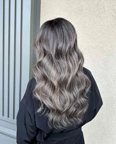 Ash Blonde Babylights for Long Dark Brunette Hair