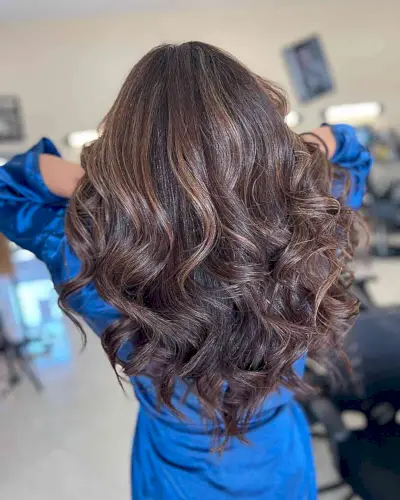 Subtle Balayage with Caramel Brown Tones for Long U-Cut Hair