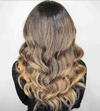 Honey Caramel Brown Balayage Ombre Hair for Mid-Long Hair