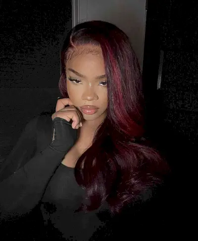 Deep Side Part Burgundy Hair for Black Women