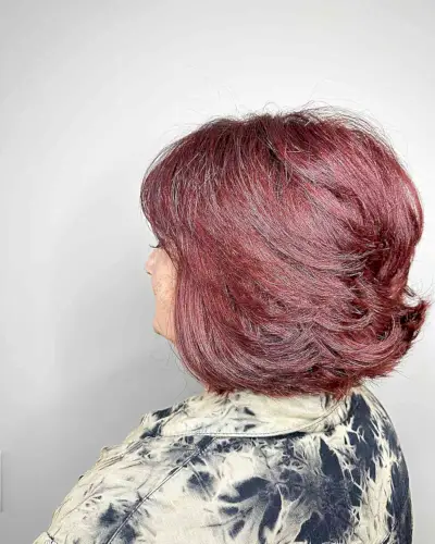 Short Burgundy Red Hair with Soft Butterfly Layers