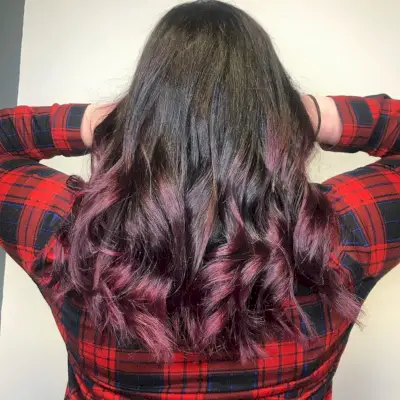 Vivid black and burgundy dip dye