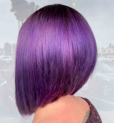 Purple Inverted Bob for Thick Hair