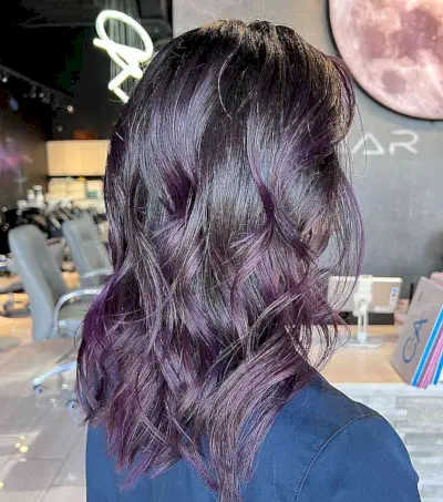 Medium Brown with Midnight Purple Highlights