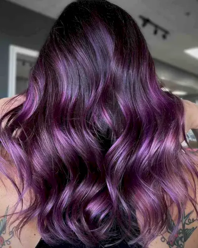 orchid highlights on dark hair