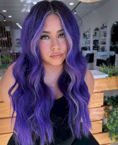 Monochromatic Purple Hair with light purple money piece