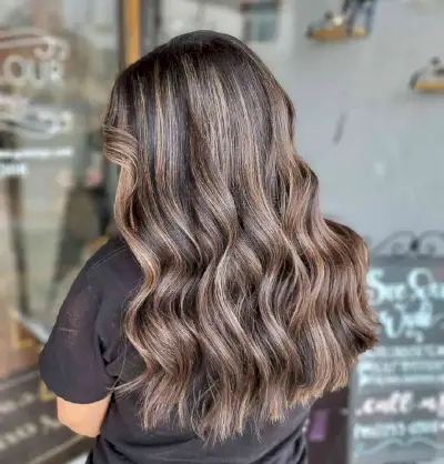 Mushroom Brown Balayage on Dark Brown Hair