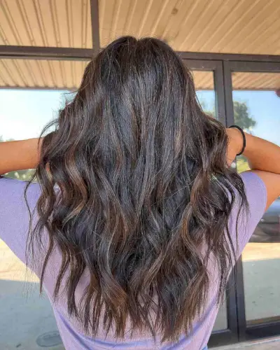 Warm Chocolate Blonde Highlights on Dark Hair
