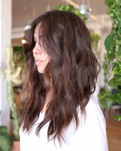 Textured Mid-Length Beachy Chocolate Brunette