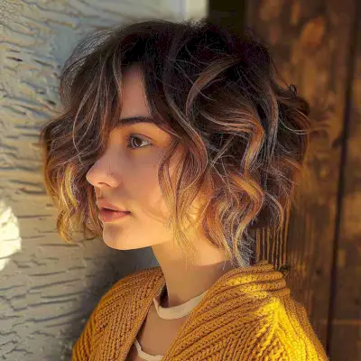 Short and messy balayage brown bob