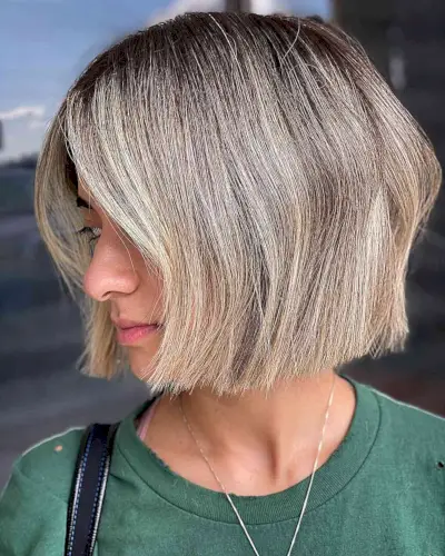 Short Textured Bob Cut with Balayage Color