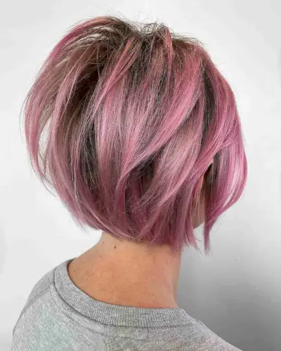 Pink Balayage on Short Hair