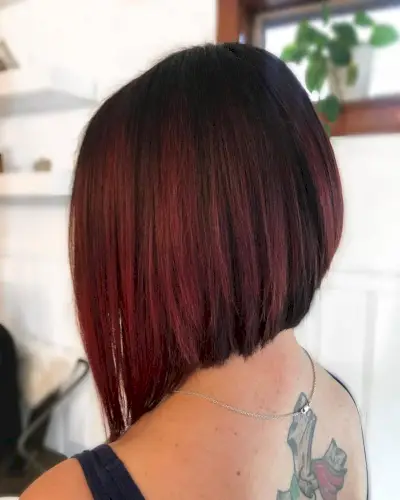Long Bob with crimson Red Balayage