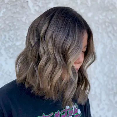 Short Razor Cut with a Light Ash Brown Balayage