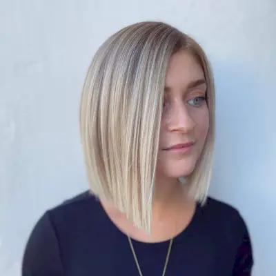 Neck Length Balayage for Short Straight Hair